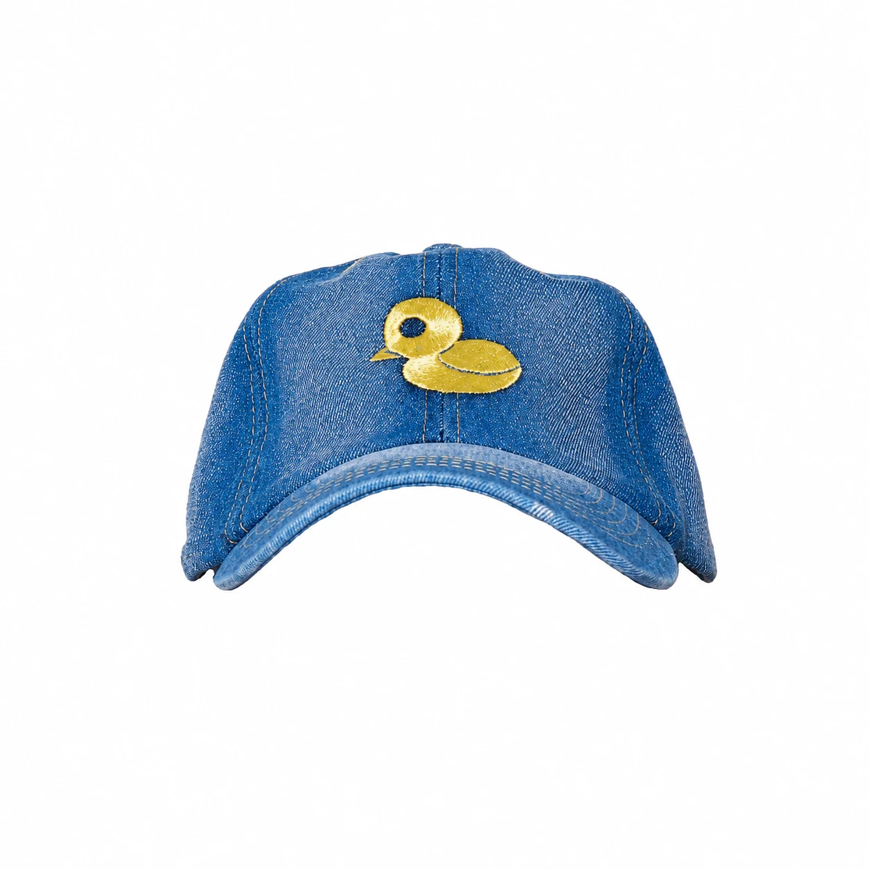 Denim Estate hat with gold duck embroidery front view